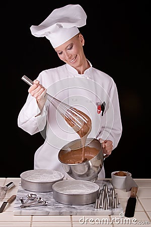 Chef Whisks Cake Batter