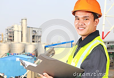 Chemical industrial engineer wearing safety work