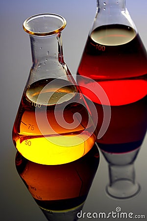 Chemicals in glass flask