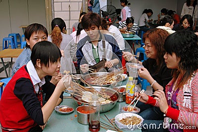 Chengdu, China: People Eating Chafing Dish Lunch