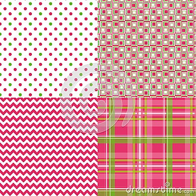 Chevron Pattern Plaid Dots Retro Vector