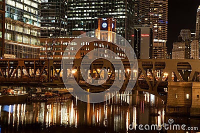 Chicago River at night