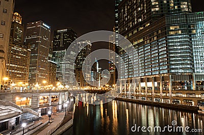 Chicago River night view