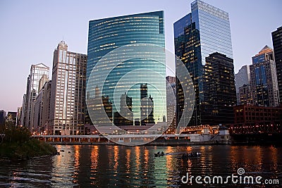 Chicago River At Night