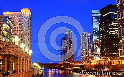 Chicago River at night