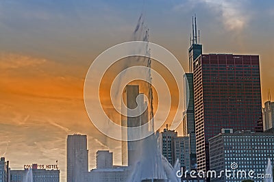 Chicago at sundown