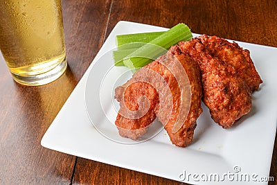 Chicken Buffalo Wings and a Beer