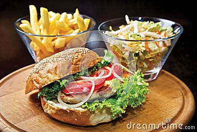 Chicken burger with Chicken filet & tomatoes