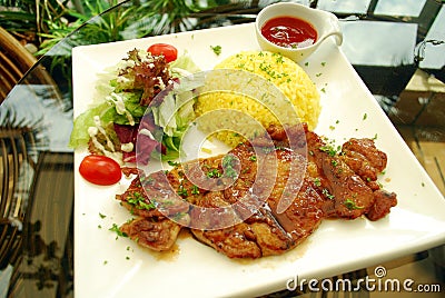 Chicken chop with rice