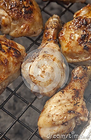 Chicken drumstick on the grill