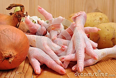 Chicken feet with organic vegetables