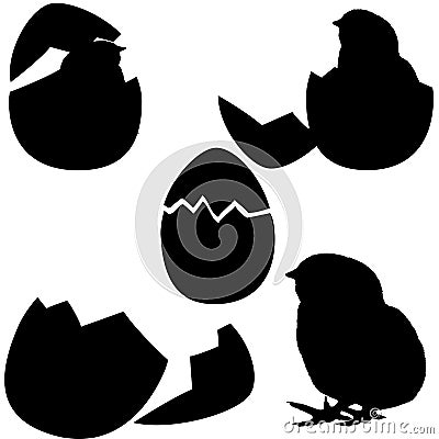 Chicken hatching. silhouette Royalty Free Stock Images