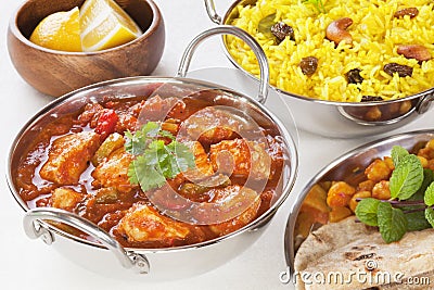 Chicken Jalfrezi Curry and Yellow Rice Pillau