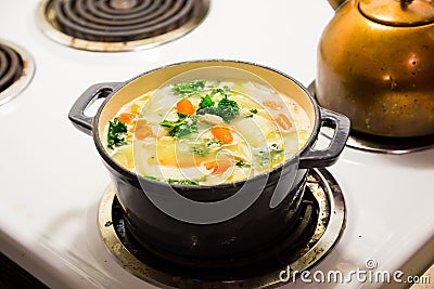Chicken Noodle Soup in Dutch Oven