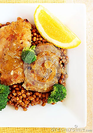 Chicken thighs with lentils