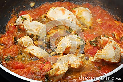 Chicken white meat with tomato sauce