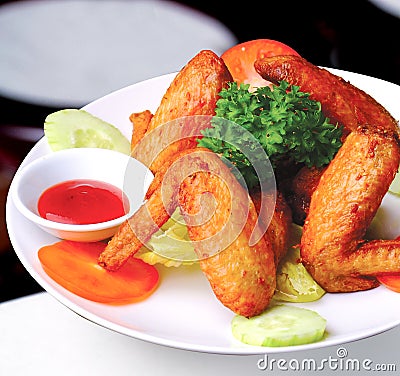 Chicken wings on white plate
