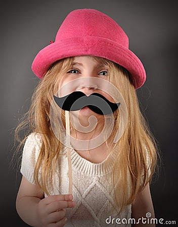 Child with Fun Mustache Disguise