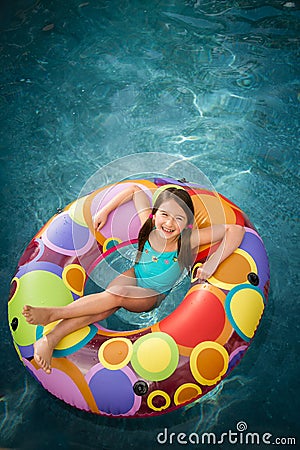 Child girl pool laughing swim