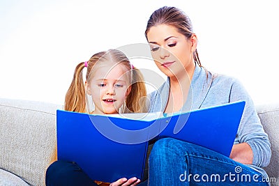 Child girl reading book