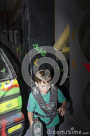 Child at a laser tag arena
