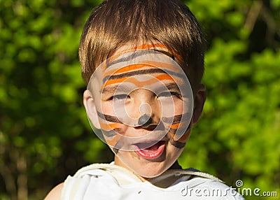 A child with a painted face