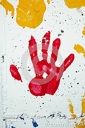 Child s Handprint in Red Paint