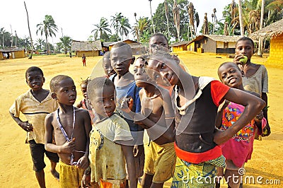 Children in african village in the jungle