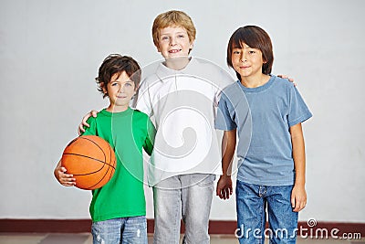 Children with ball in school
