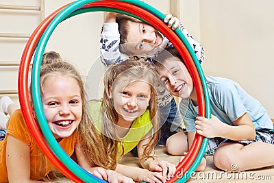 Children with hula hoops