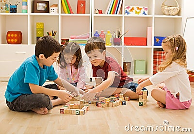 Children playing with blocks