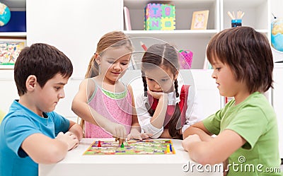 Children playing board game