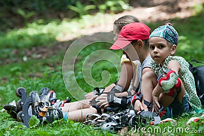 Children after roller skating