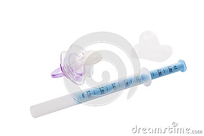 Children s syringe for drinking medicines and dummy for sleep