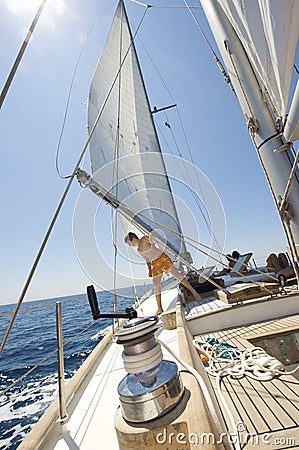 Children on a sail boat