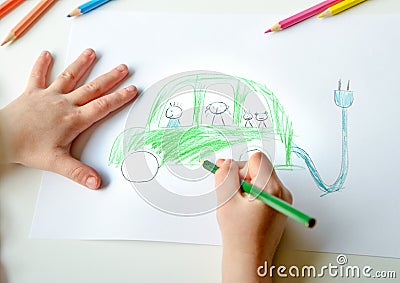 Childs drawing of eco-friendly car