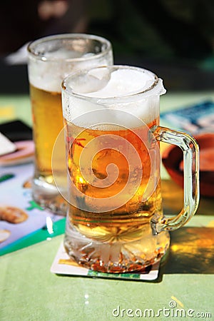 Chilled beer glasses