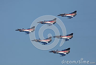 China Air Force J10 flying in group