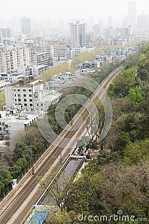 China City With Rail, Bird Eyes View