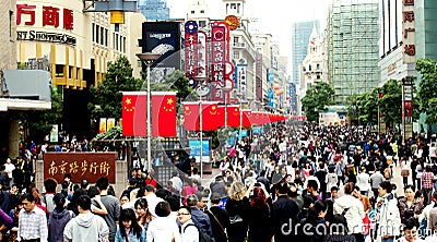 China shanghai nanjing road pedestrian street