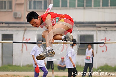 China: Student Track and Field Games /high jump