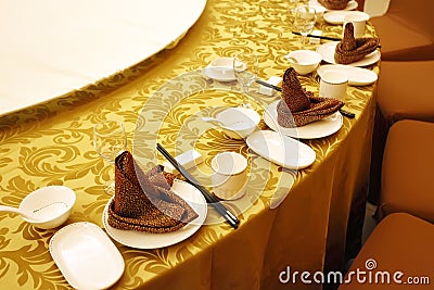 Chinese banquet table setting.