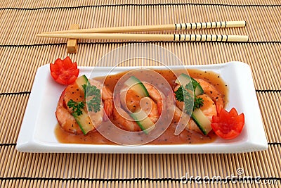 Chinese food - Gourmet broiled king tiger prawns