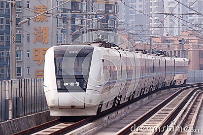 Chinese high speed train at city