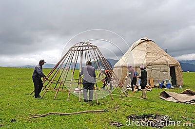 chinese-kazakh-people-construction-yurts