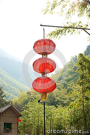 Chinese lanterns in Chinese village