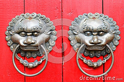 Chinese lion door knockers