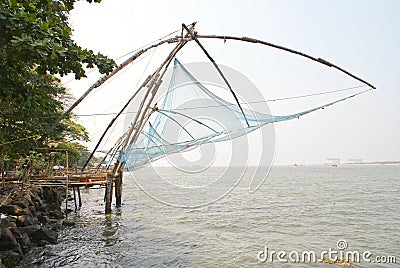Chinese nets along the sea coast