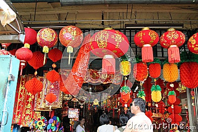 Chinese new year decoration shop at petaling street malaysia