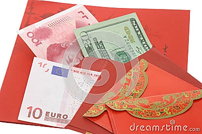 Chinese New Year Red Packets And Renminb